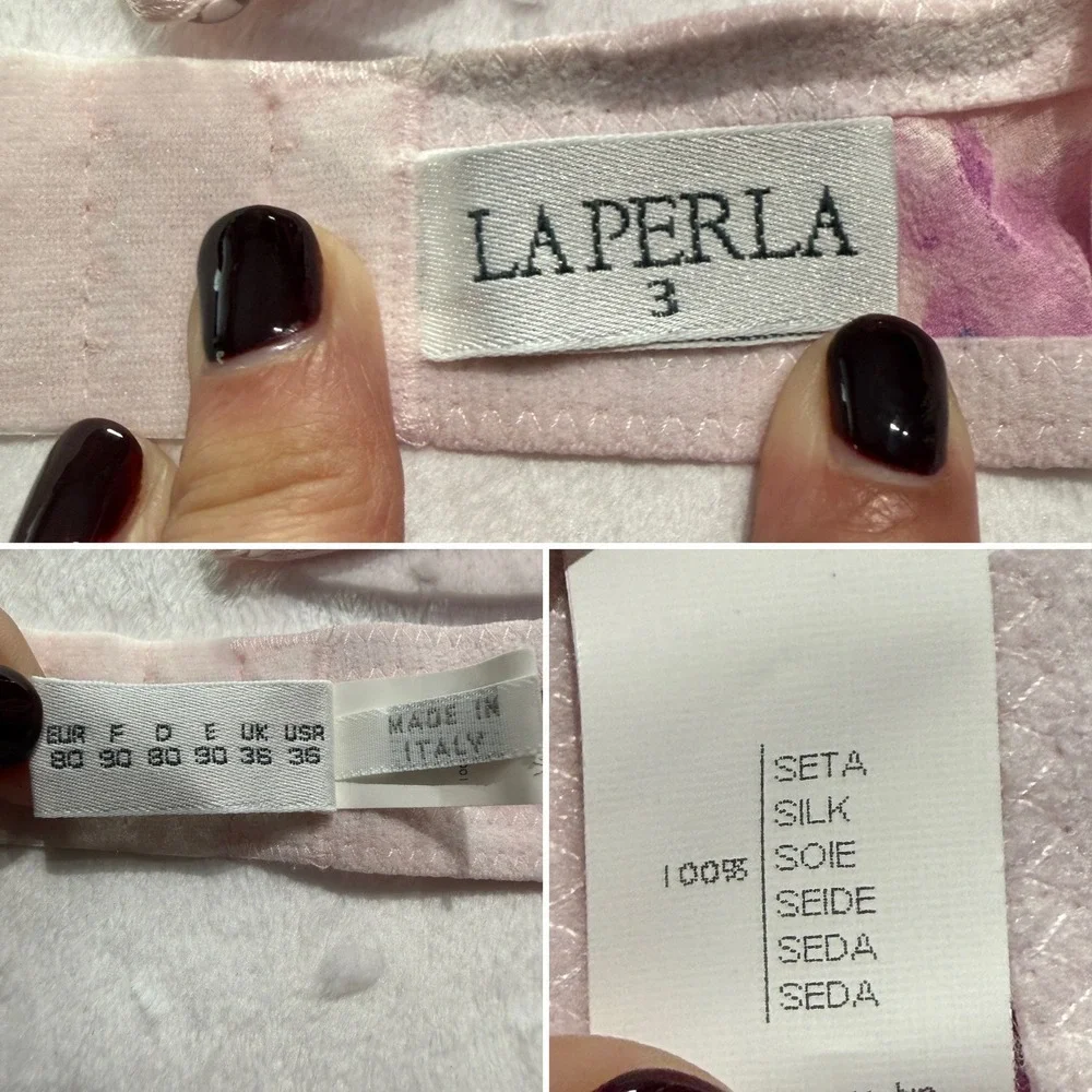 Vintage La Perla Silk Floral Lounge Set Bralette Tap Shorts‎ M L 36/10 Italy